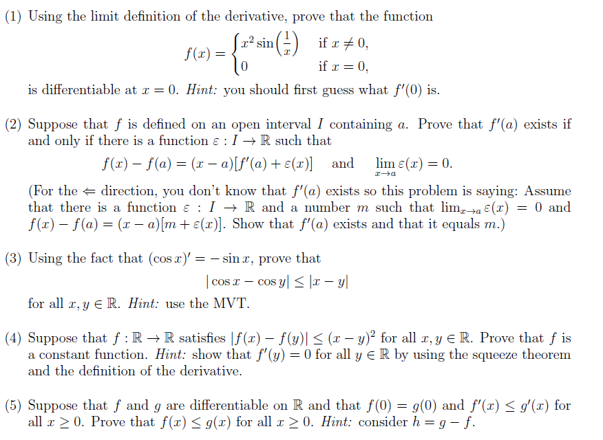 Solved (1) Using the limit definition of the derivative, | Chegg.com