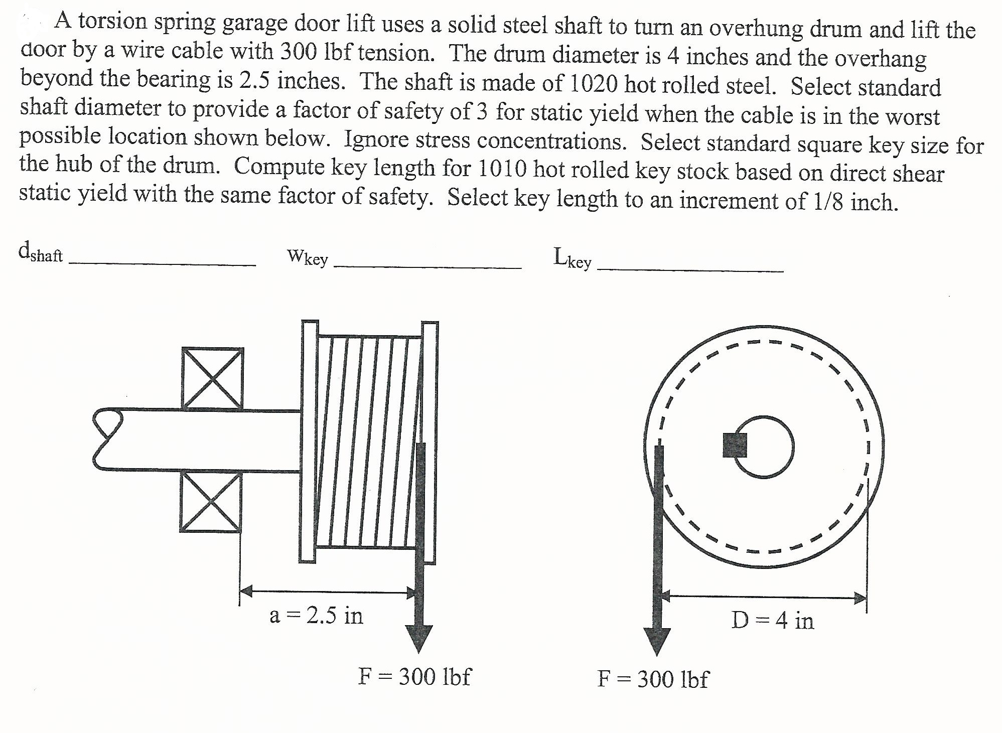 Solved A torsion spring garage door lift uses a solid steel