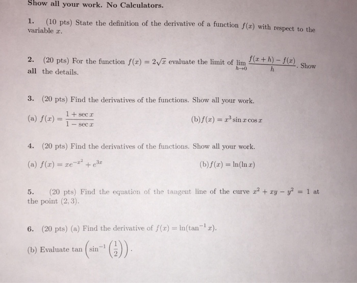 Solved 1. For Each Of The Following Functions: (a) Find | Chegg.com