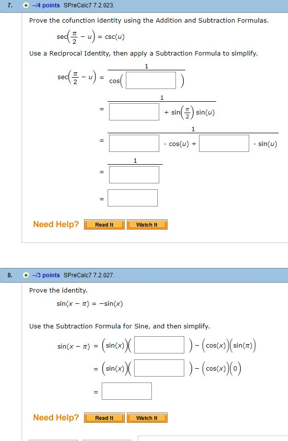 Solved Prove The Cofunction Identity Using The Addition And | Chegg.com