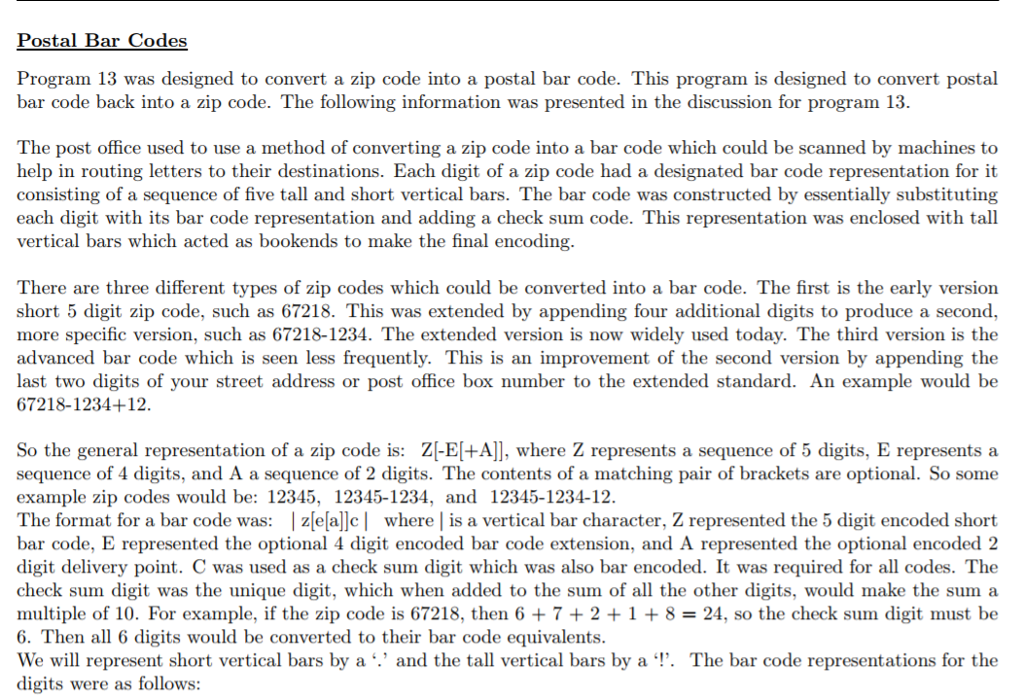 Solved So Now Given A Bar Code, We Want To Determine The 