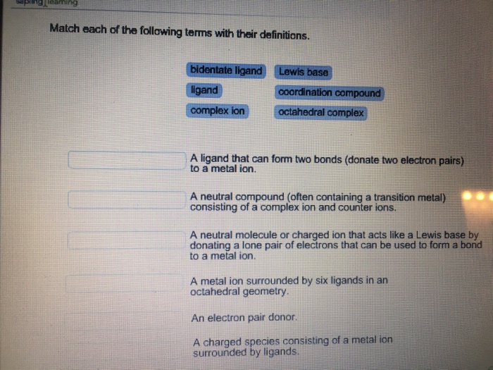 Solved Match each of the following terms with their | Chegg.com