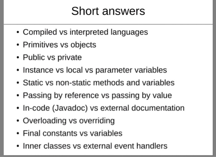 Solved short answers compiled vs interpreted languages chegg