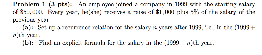 Solved An Employee Joined A Company In 1999 With The Chegg