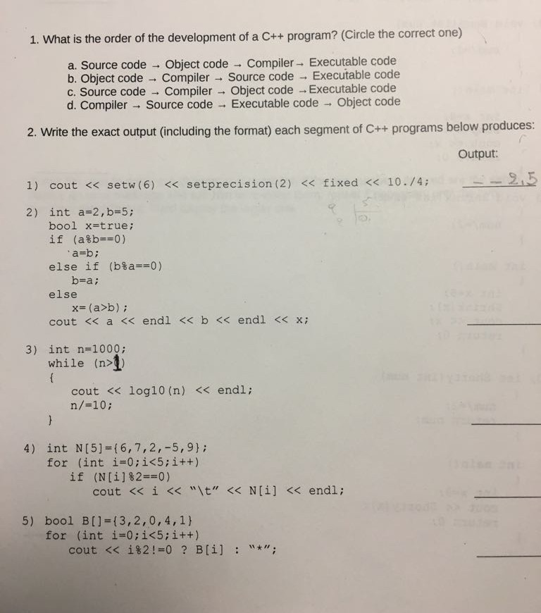 Solved 1. What is the order of the development of a C++ | Chegg.com