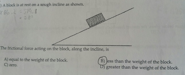 Solved A Block Is At Rest On A Rough Incline As Shown. The | Chegg.com