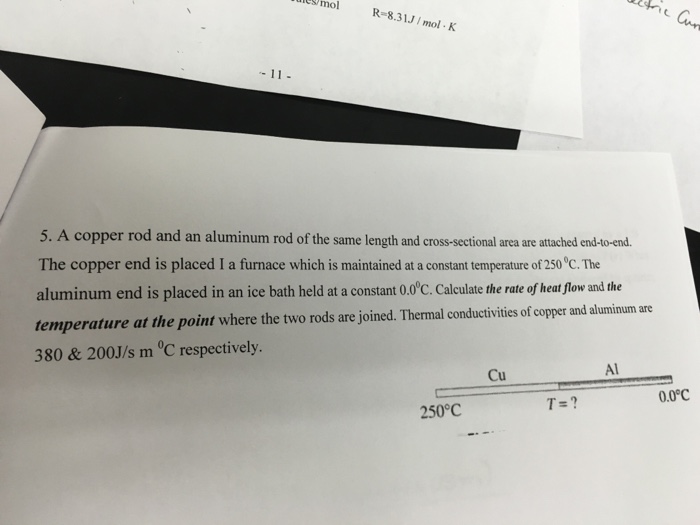 Solved A copper rod and an aluminum rod of the same length