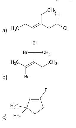 Solved CH a) H3C/ Cl CH H3C /CH3 b) Br F H3C c) H3C C 3C B B | Chegg.com