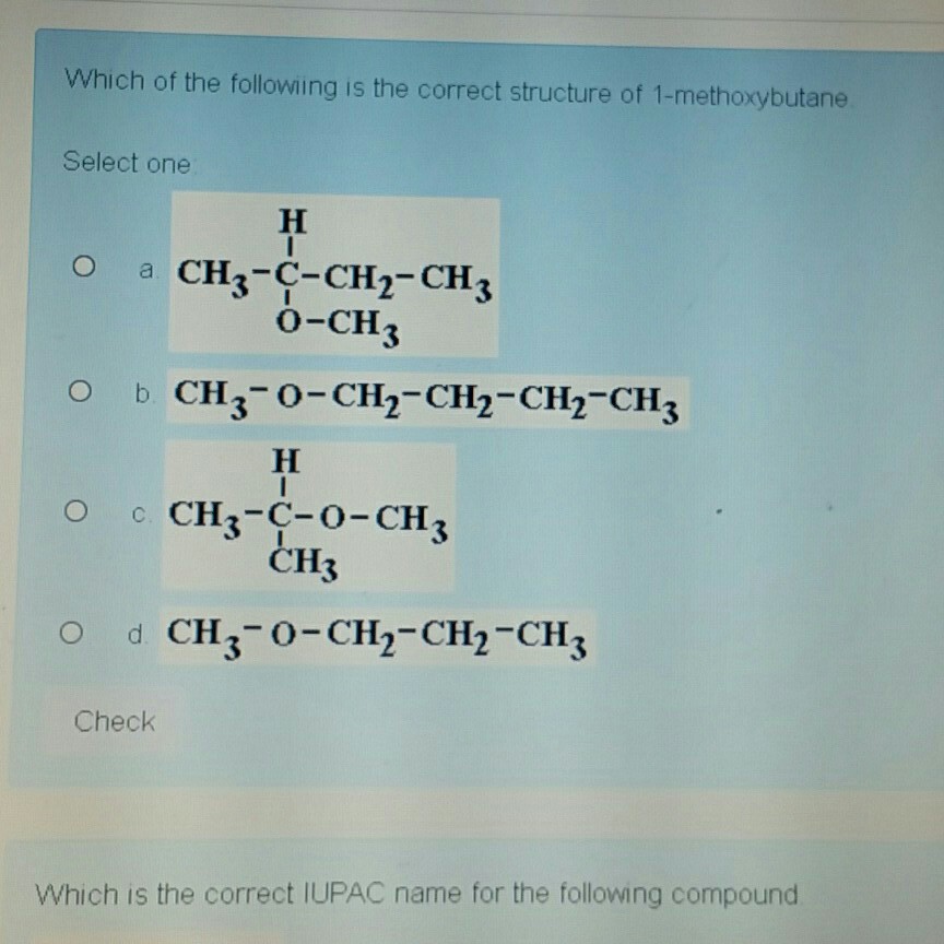 Solved Which Of The Following Is The Correct Structure Of