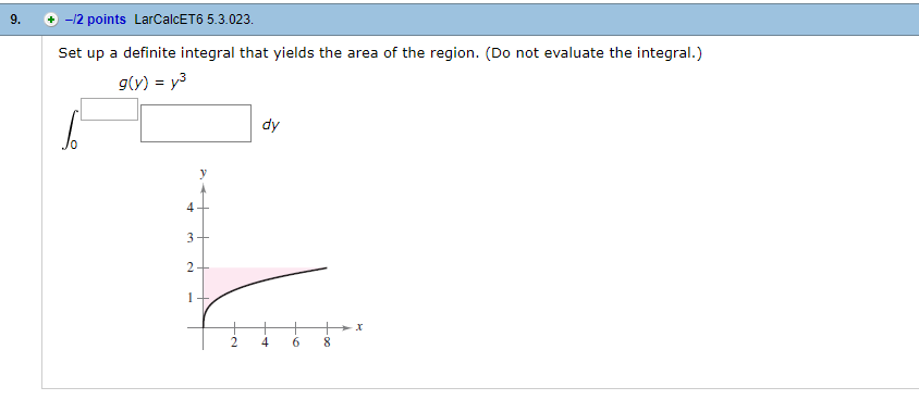 Solved 9. +-/2 points LarCalcET6 5.3.023 Set up a definite | Chegg.com