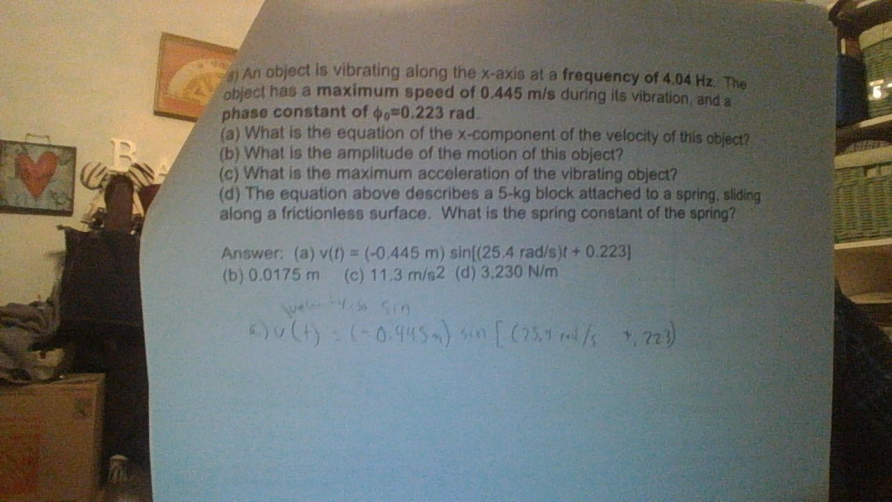 Solved An object is vibrating along the xaxis at a