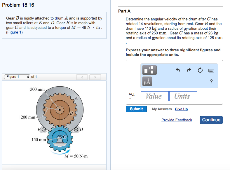 Solved Gear B is rigidly attached to drum A and is supported