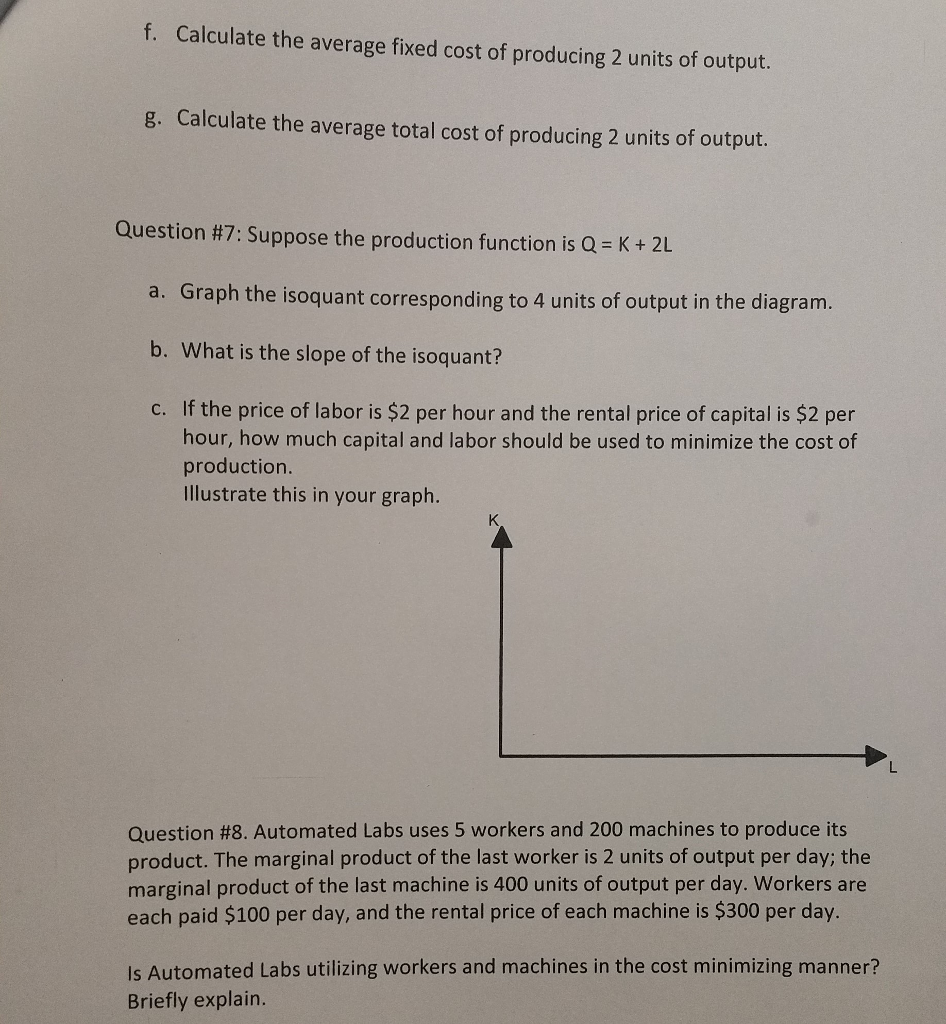 Solved Suppose the production function is Q = K + 2L a. | Chegg.com