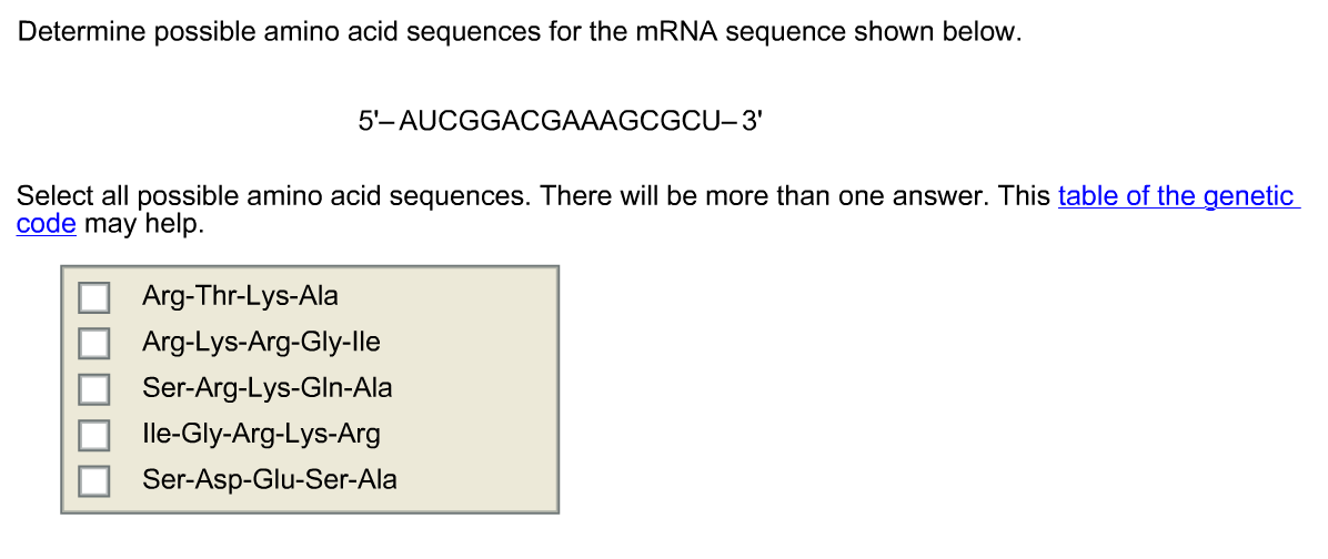 Solved Determine Possible Amino Acid Sequences For The Mrna