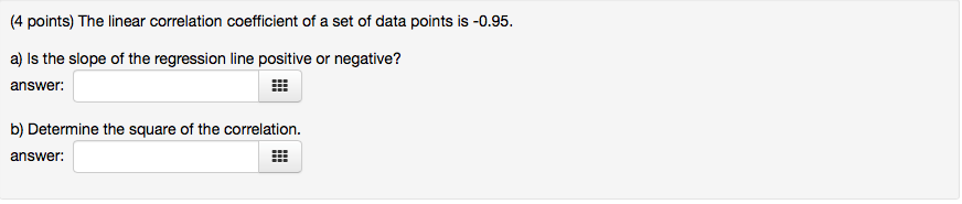 Solved The linear correlation coefficient of a set of data | Chegg.com