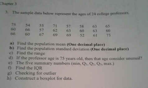 Solved The sample data below represent the ages of 24 | Chegg.com