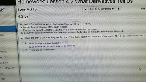 Solved Calculus MAT 131-N, IN Homework: Lesson 4.1 Maxima | Chegg.com