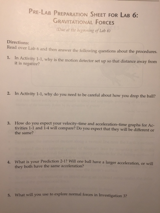 Directions: Read over Lab 6 and then answer the | Chegg.com