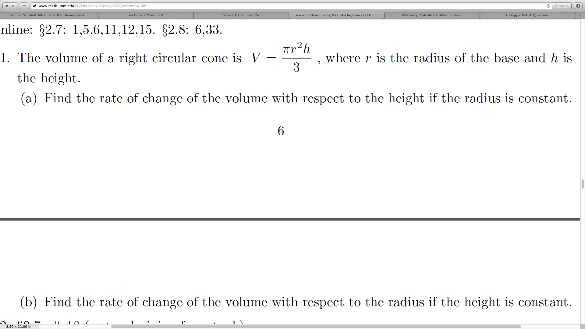 solved-the-volume-of-a-right-circular-cone-is-v-pi-r2-h-3-chegg