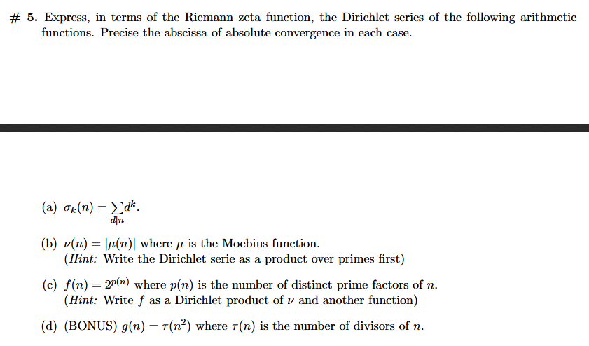  5 Express In Terms Of The Riemann Zeta Function Chegg