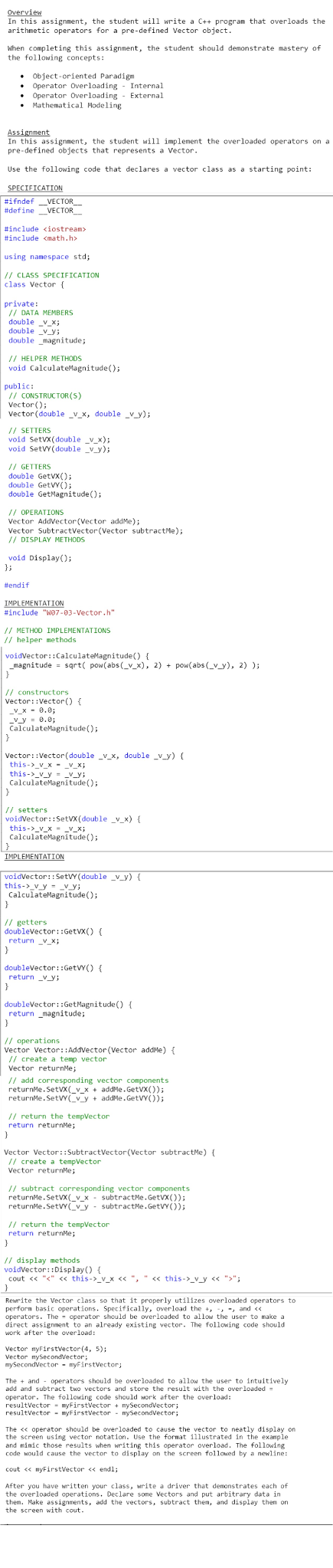 Solved In this assignment, the student will implement the | Chegg.com