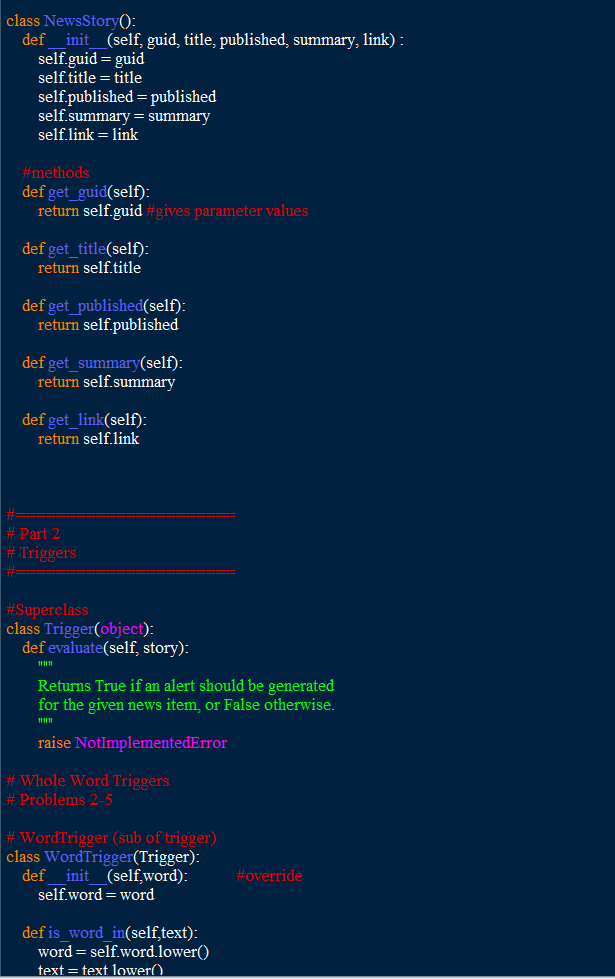 PYTHON. News Feed Program. I need help fixing these | Chegg.com