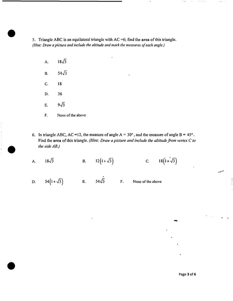 find the area of an equilateral triangle with side 6 √ 3