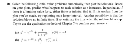 Solved Solve the following initial value problems | Chegg.com