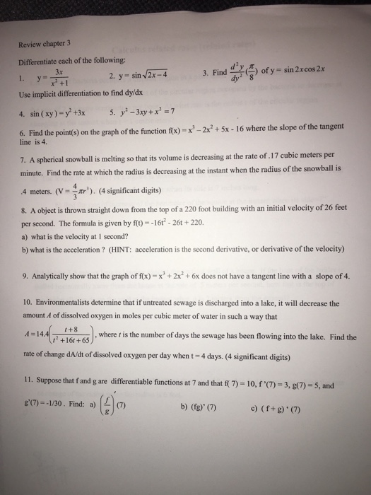 Solved Please show work for each question separately.. thank | Chegg.com