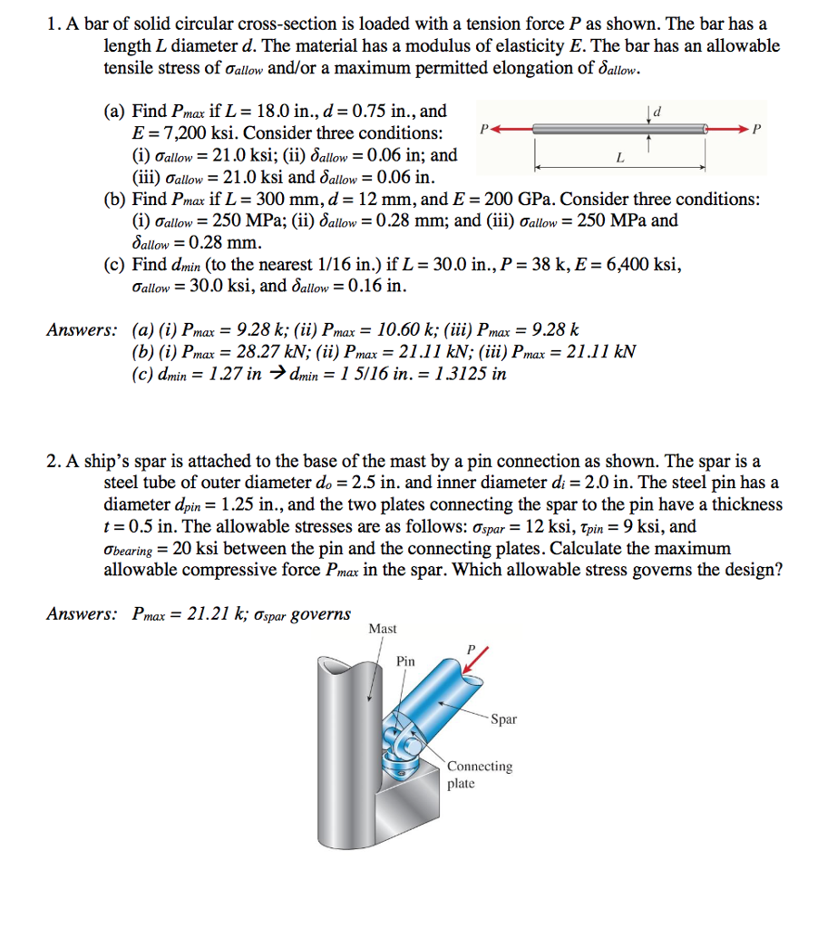 Solved 1. A bar of solid circular crosssection is loaded
