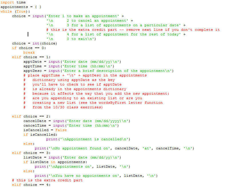 Your assignment is to write a simple appointment | Chegg.com