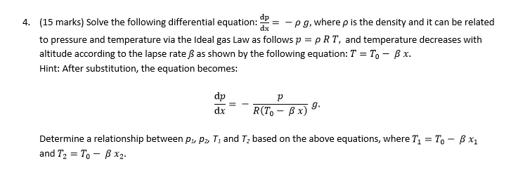 Solved (15 Marks) Solve The Following Differential Equation: 