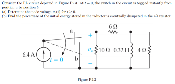 Solved Consider the RL circuit depicted in Figure P2.3. At | Chegg.com