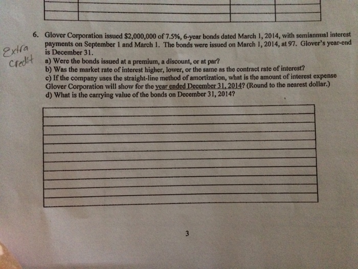 Solved 6 Glover Corporation Issued 2 000 000 Of 7 5 Chegg