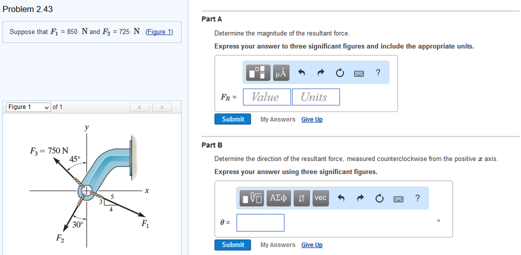 Solved Suppose that F_1 = 850 N and F_2 = 725 N Determine | Chegg.com