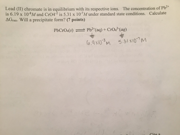 Solved Lead (II) chromate is in equilibrium with its