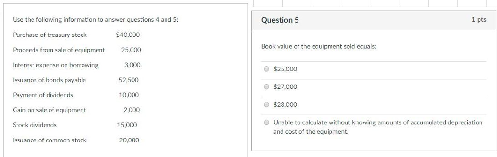 Solved Use The Following Information To Answer Questions 4 | Chegg.com