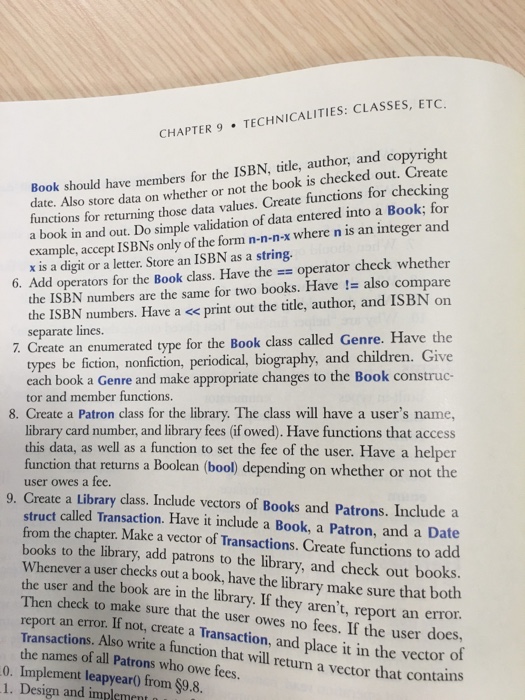 Solved CHAPTER 9 TECHNICALITIES: CLASSES, ETC Book should | Chegg.com