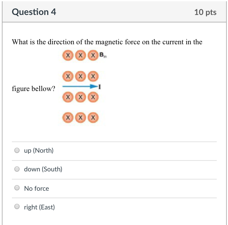 Solved Question 4 10 pts What is the direction of the | Chegg.com