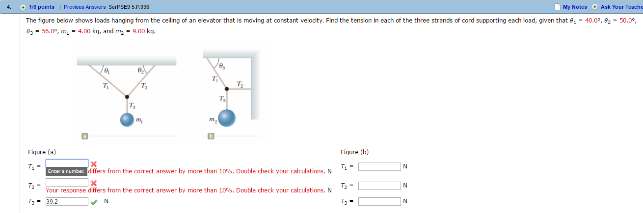 Solved The figure below shows loads hanging from the ceiling | Chegg.com