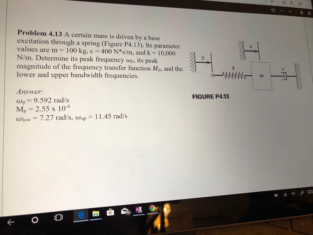 Solved Problem 4.13 A certain mass is driven by a base | Chegg.com