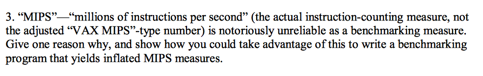 Solved 3. "MIPS" "millions of instructions per second" (the | Chegg.com