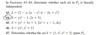 Solved In Exercises 43-46, determine whether each set in P2 | Chegg.com