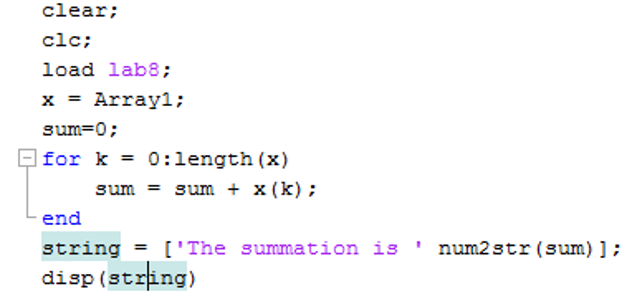 syntax for for loop in matlab