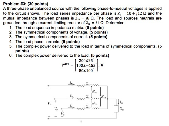 Solved A three-phase unbalanced source with the following | Chegg.com