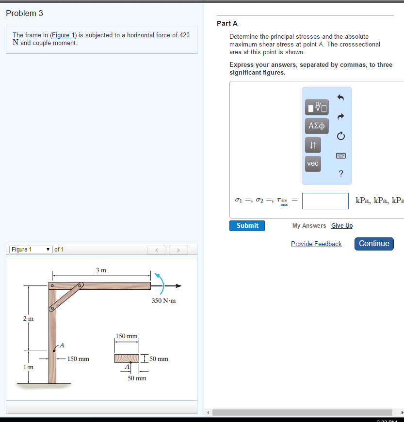 Solved The frame in (Figure 1) is subjected to a horizontal | Chegg.com