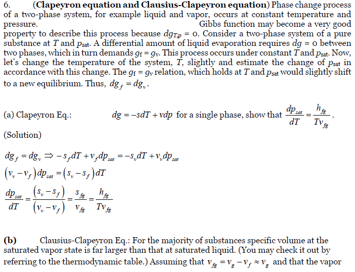 (Clapeyron Equation And Clausius-Clapeyron Equation) | Chegg.com