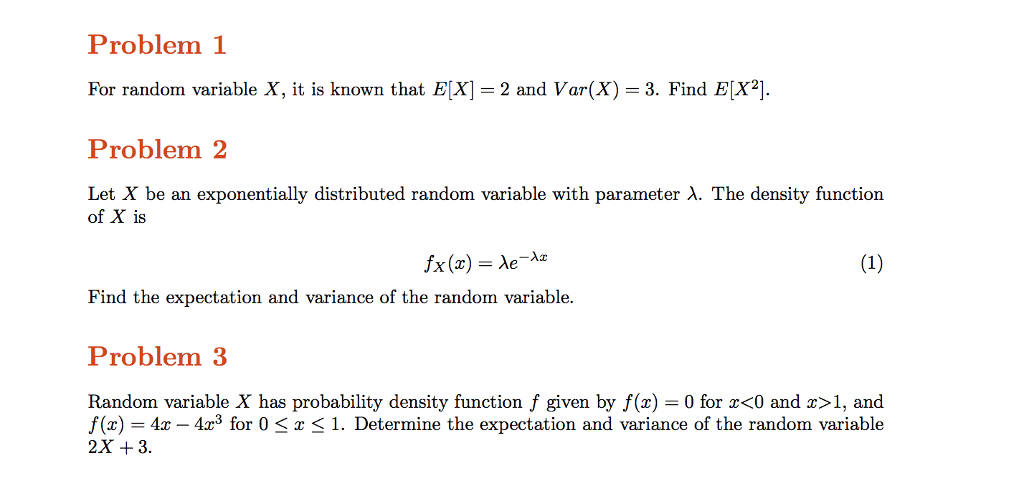 Solved Problem 1 For random variable X, it is known that EX] | Chegg.com