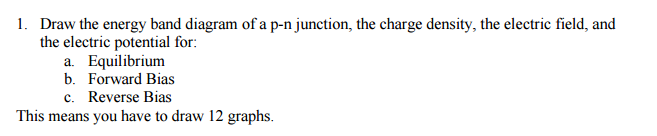Solved 1. Draw the energy band diagram of a p-n junction, | Chegg.com