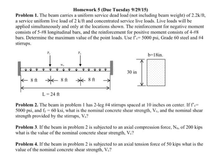 Solved The beam carries a uniform service dead load (not